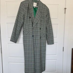 Avec Les Filles Gray Checkered Trench Coat